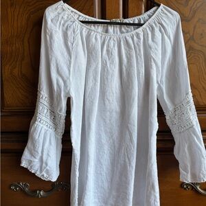 White Linen 3/4 Sleeve Blouse